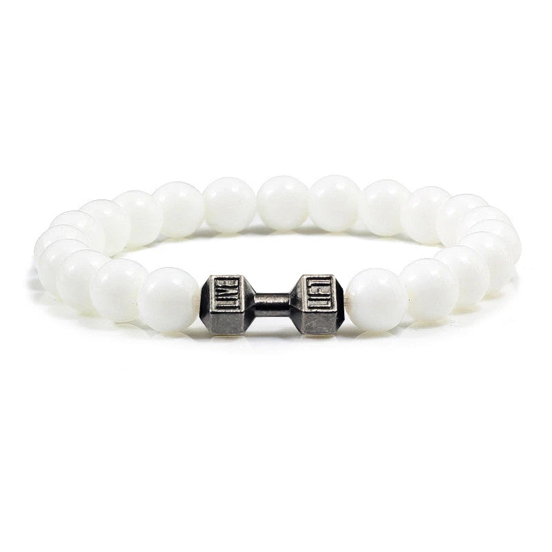 White Pearl Dumbbell Bracelet