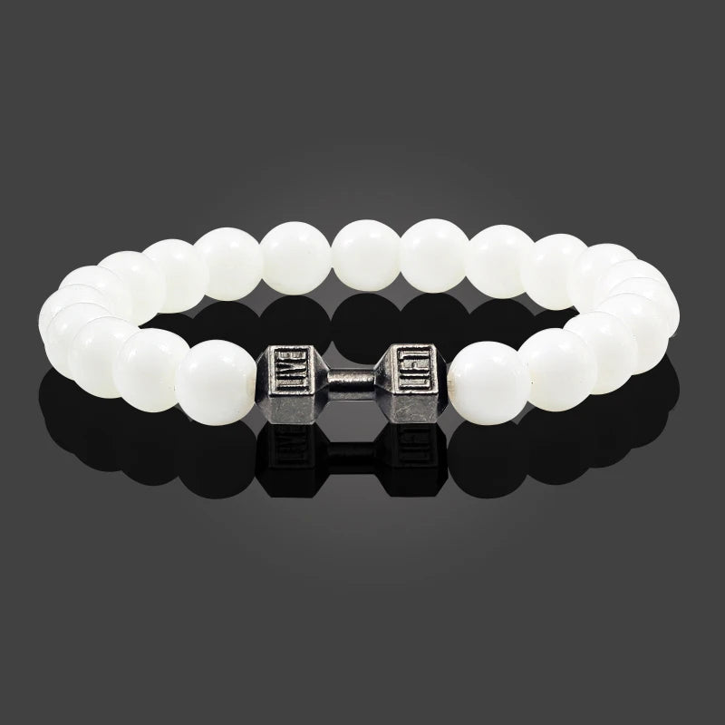 White Pearl Dumbbell Bracelet