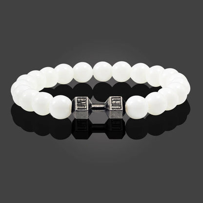 White Pearl Dumbbell Bracelet