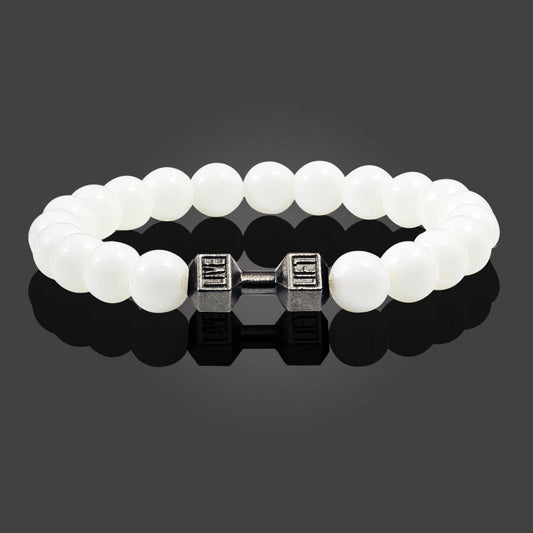 White Pearl Dumbbell Bracelet