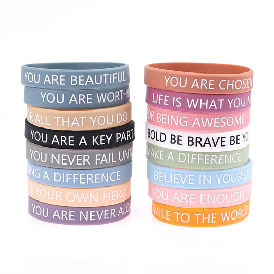 Motivational Silicone Wristband Set (16 Bracelets)