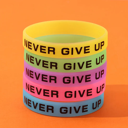 Never Give Up Luminous Silicone Wristband