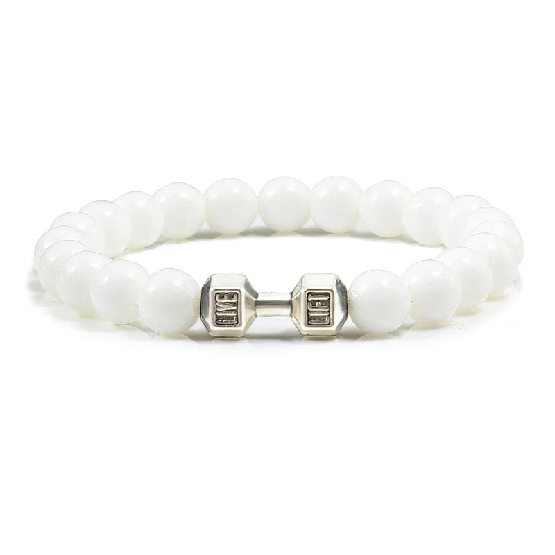 White Pearl Dumbbell Bracelet